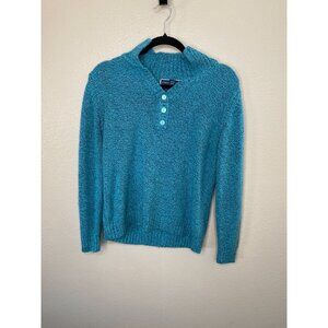 Karen Scott Womens Teal Sweater Small Knit Pullover Buttons  Acrylic Blend